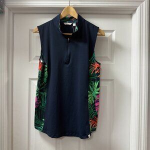 Lady Hagen Tropical Side Piece Sleeveless Golf Polo Dark Navy size Large NWT